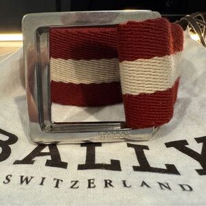 Bally Vintage Red and White Striped Men’s Belt
